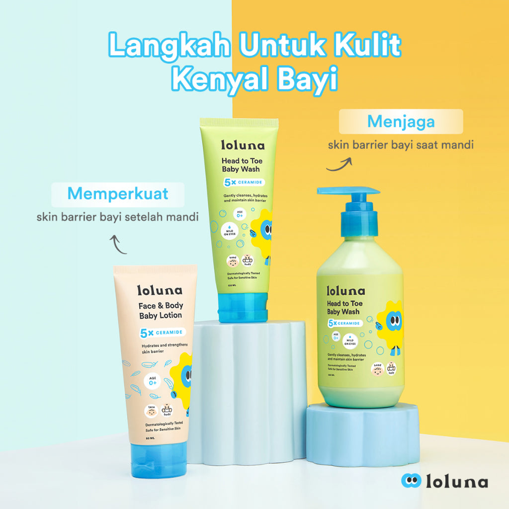 LOLUNA Head to Toe Baby Wash 5x Ceramide 100ml - Sabun Sampo Mandi Perawatan Kulit Bayi dan Anak