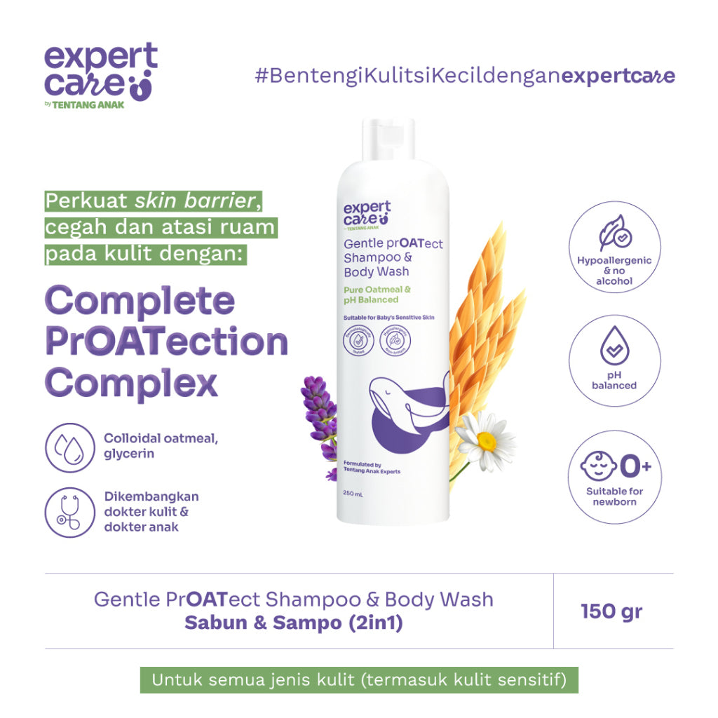 Expert Care 2in1 Wash with Colloidal Oatmeal 250ml / Sabun Sampo Bayi Anak Kulit Sensitif