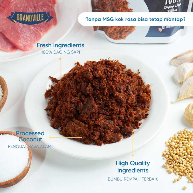 GRANDVILLE Abon Sapi, Ayam, Ikan Crunchy Original 100gr
