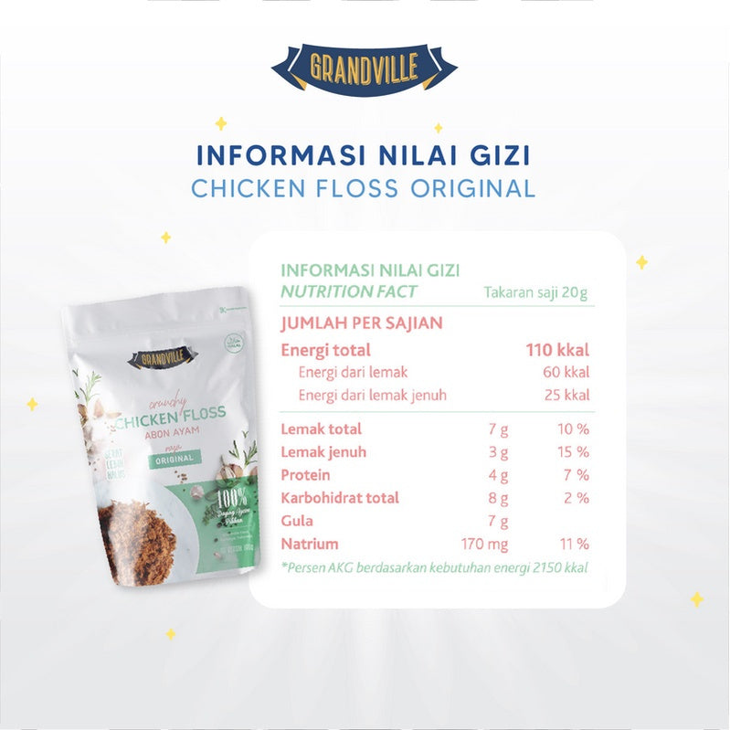 GRANDVILLE Abon Sapi, Ayam, Ikan Crunchy Original 100gr