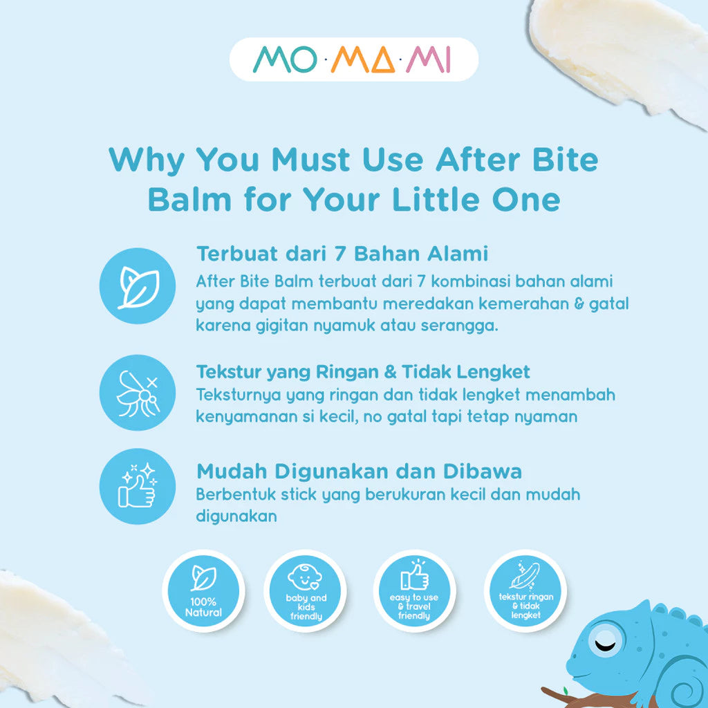 Momami After Bite Balm 14gr - Balsem stik pereda gatal alami gigitan serangga, aman untuk anak