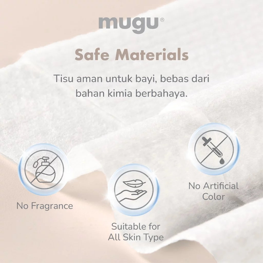 mugu Baby Wet Wipes EDI Water 80 Sheets I Tisu Basah Non Alcohol Non Parfume