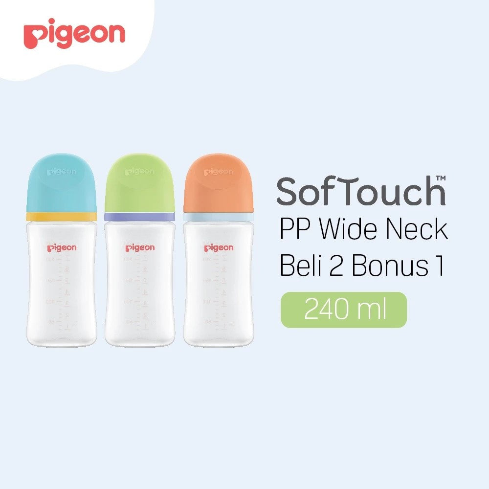 PIGEON Paket B2G1 Botol BPP Wide Neck w/Softouch Nipple 160ml , 240ml - Botol susu bayi