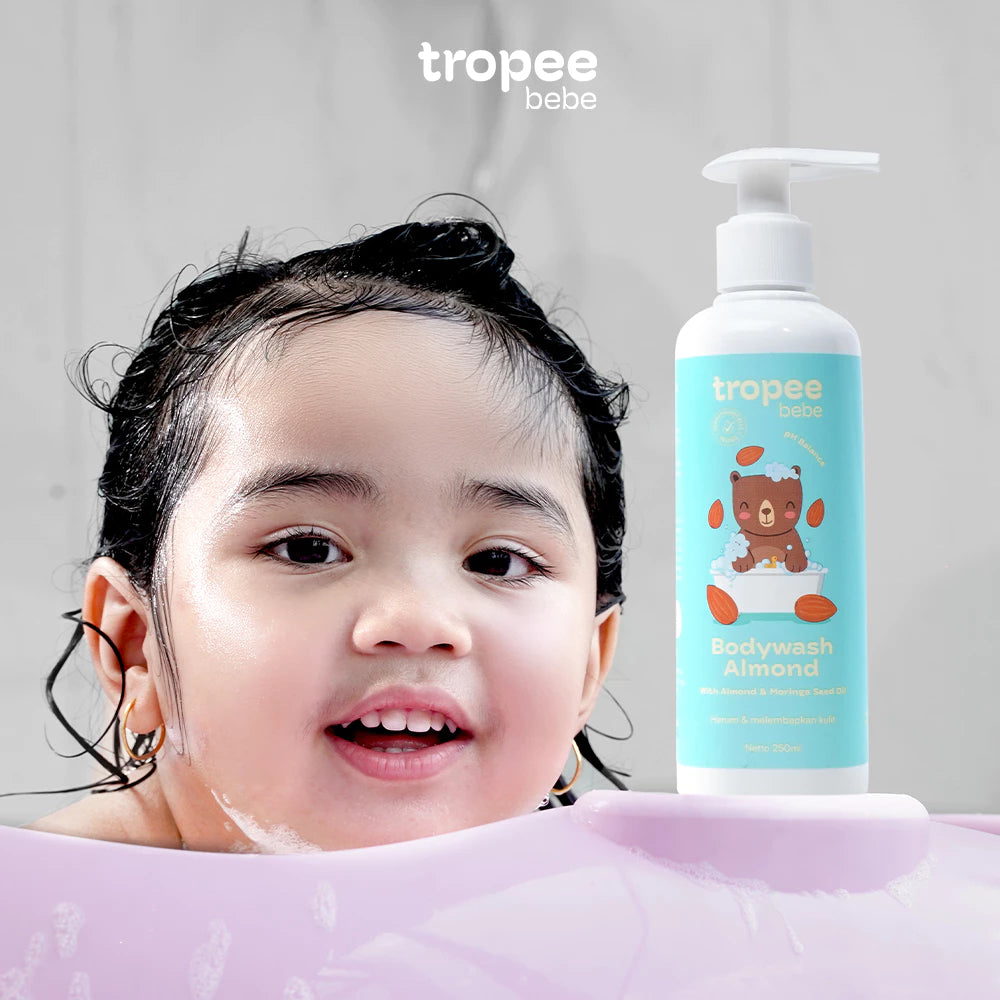 Tropee Bebe Almond Body Wash 250ml | Sabun Mandi Anak | Natural Free SLS