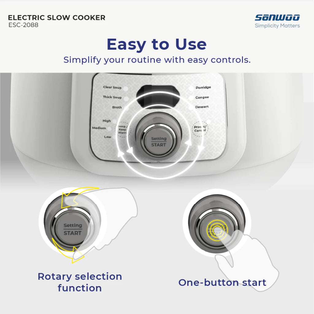 Sanwoo Electric Slow Cooker 2L / Alat Masak MPASI Terdapat 6 pilihan fungsi menu