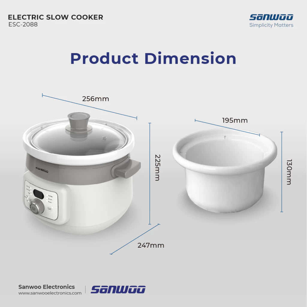 Sanwoo Electric Slow Cooker 2L / Alat Masak MPASI Terdapat 6 pilihan fungsi menu