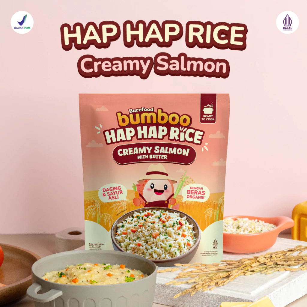 BUMBOO Hap Hap Rice - 100% Beras Organik Tanpa Pestisida - Double Protein Hewani - HALAL