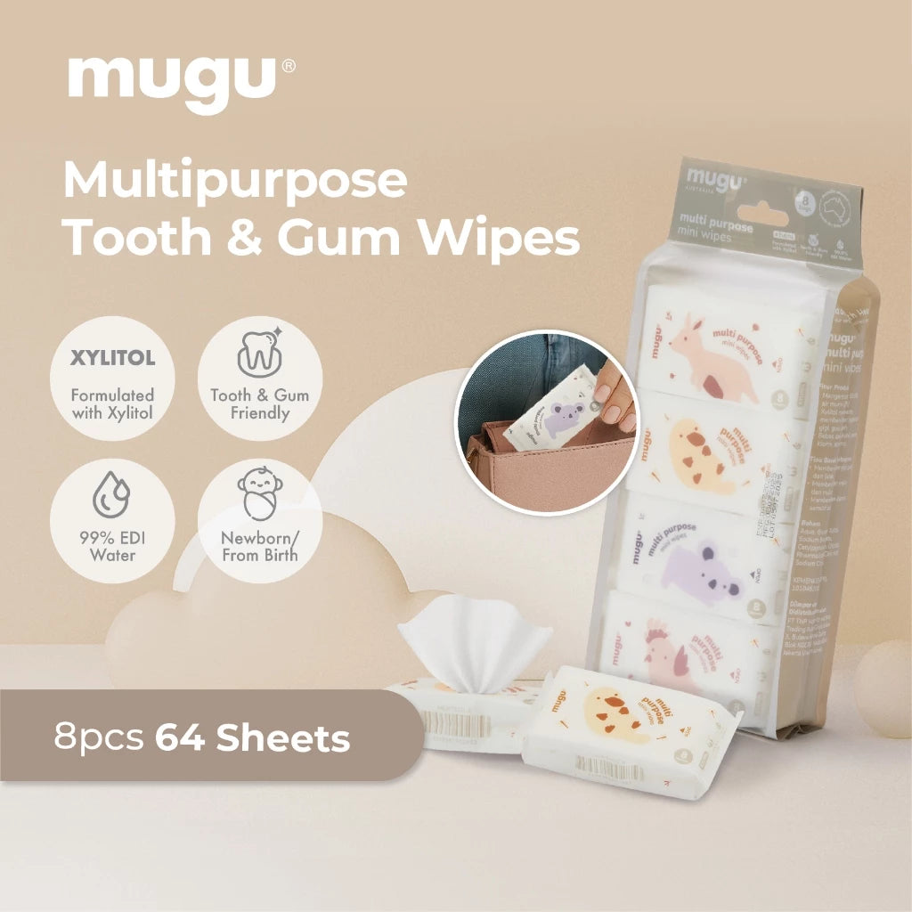 mugu Tisu Basah Pembersih Lidah dan Gigi Bayi Tooth & Gum Mini Wipes Xylitol Travel Friendly