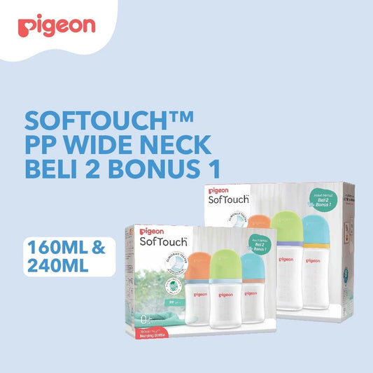 PIGEON Paket B2G1 Botol BPP Wide Neck w/Softouch Nipple 160ml , 240ml - Botol susu bayi
