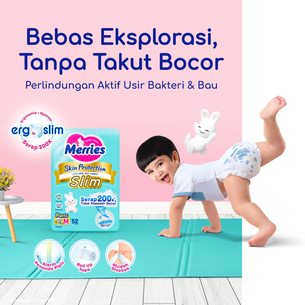 Merries Skin Protection Slim Pants Popok Bayi Diapers Ergoslim