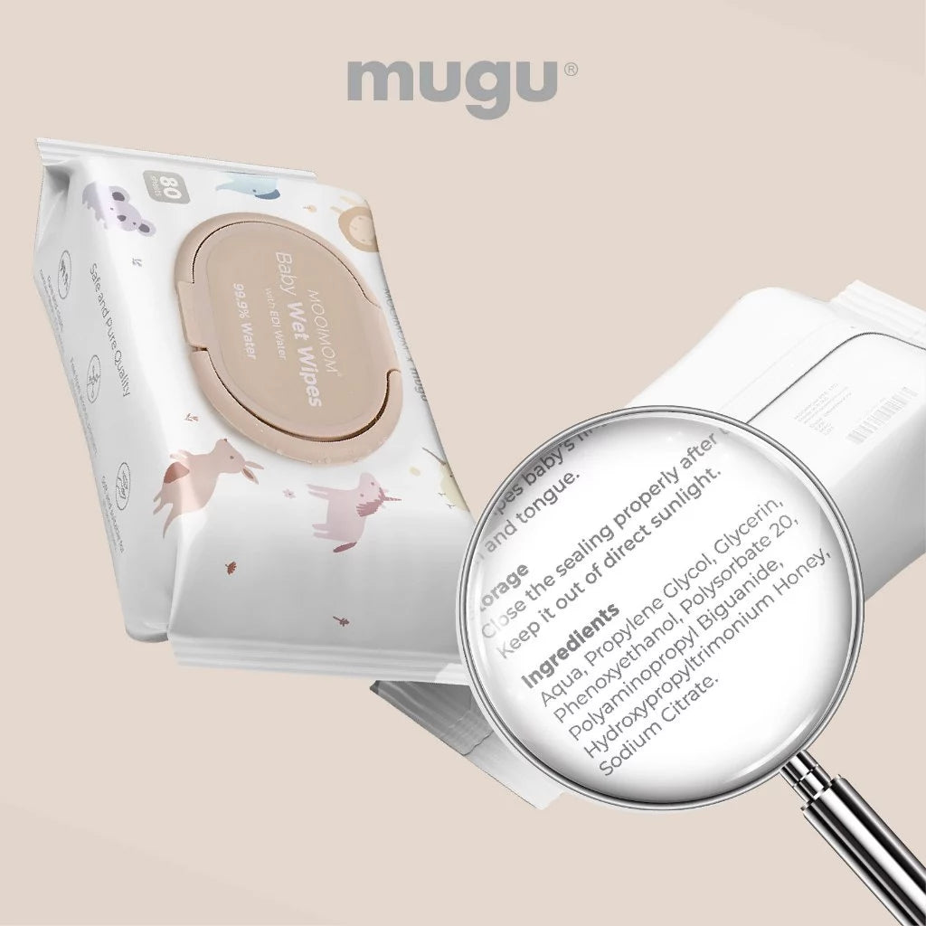 mugu Baby Wet Wipes EDI Water 80 Sheets I Tisu Basah Non Alcohol Non Parfume