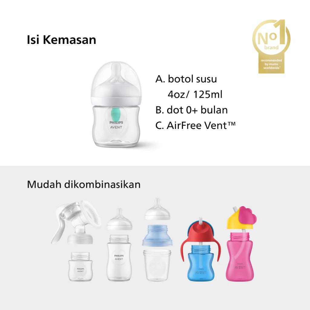 Philips Avent Botol Susu Bayi 125ml / 260ml - AirFree Vent Natural Response & Ekstra Anti Kolik