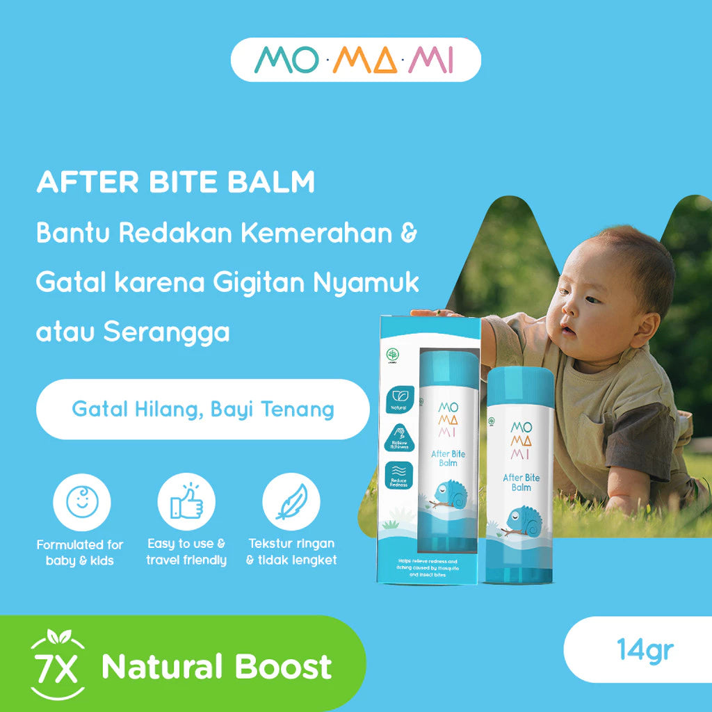 Momami After Bite Balm 14gr - Balsem stik pereda gatal alami gigitan serangga, aman untuk anak