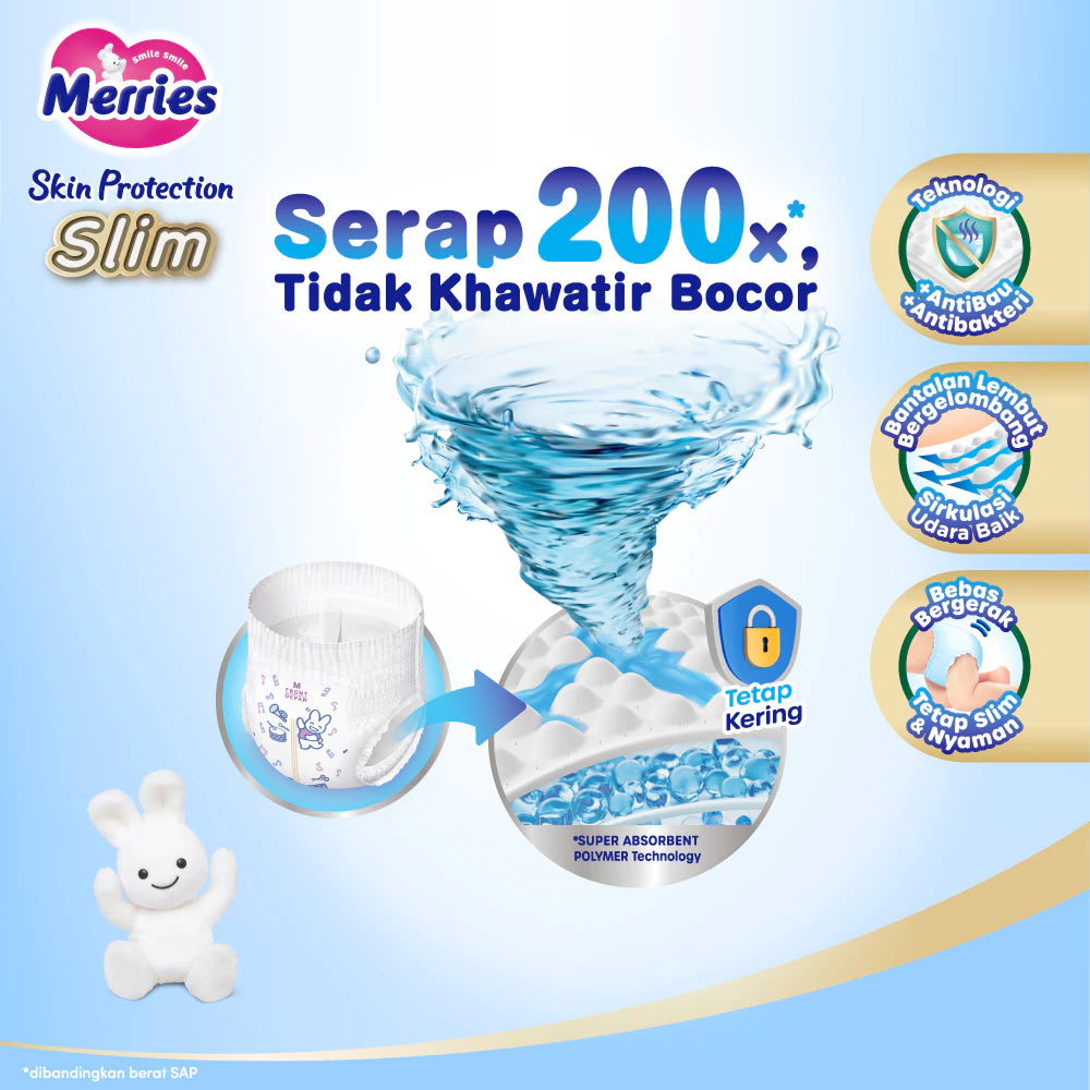 Merries Skin Protection Slim Pants Popok Bayi Diapers Ergoslim