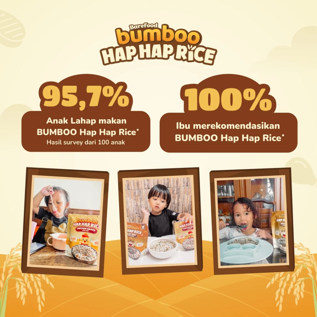 BUMBOO Hap Hap Rice - 100% Beras Organik Tanpa Pestisida - Double Protein Hewani - HALAL
