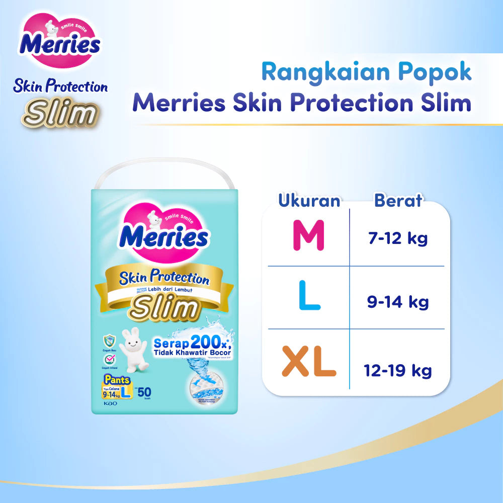 Merries Skin Protection Slim Pants Popok Bayi Diapers Ergoslim