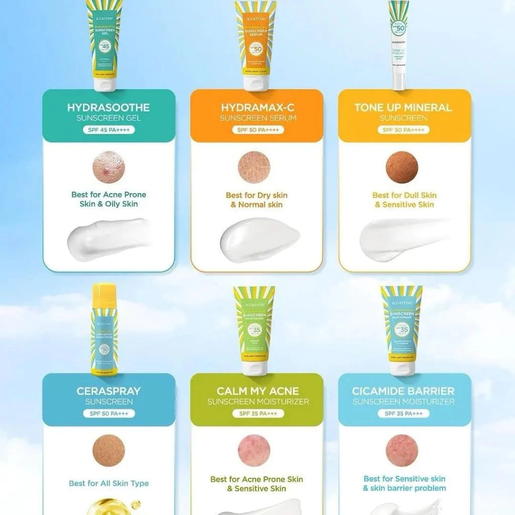 Azarine Sunscreen Gel / Serum / Moisturizer / Ceraspray SPF35 PA++++ | SPF45 PA++++