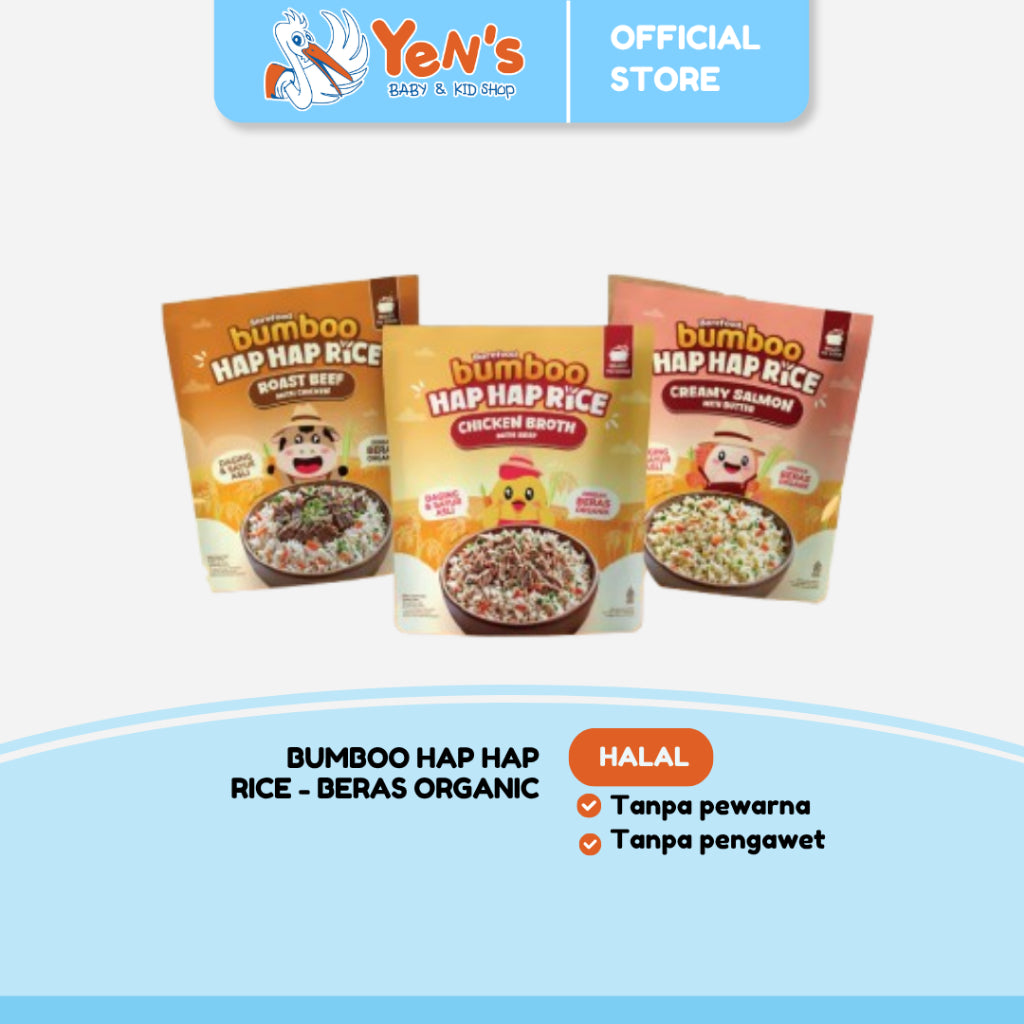 BUMBOO Hap Hap Rice - 100% Beras Organik Tanpa Pestisida - Double Protein Hewani - HALAL