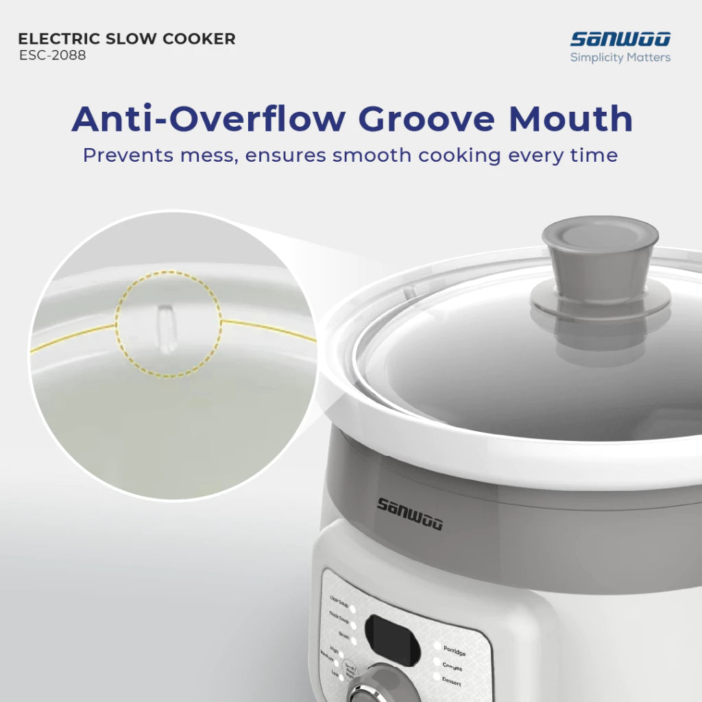 Sanwoo Electric Slow Cooker 2L / Alat Masak MPASI Terdapat 6 pilihan fungsi menu