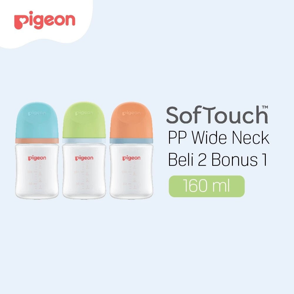 PIGEON Paket B2G1 Botol BPP Wide Neck w/Softouch Nipple 160ml , 240ml - Botol susu bayi