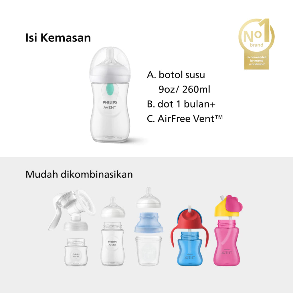 Philips Avent Botol Susu Bayi 125ml / 260ml - AirFree Vent Natural Response & Ekstra Anti Kolik