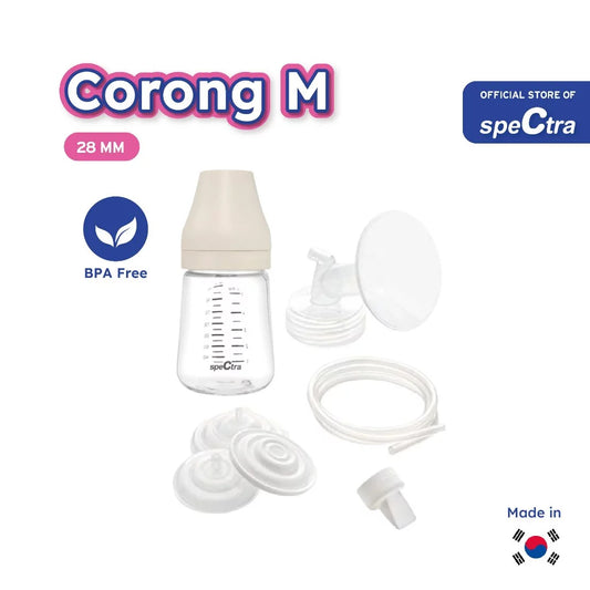 Spectra Breastshield Set 28mm (M) + Bottle - Corong Set M + Botol BPA FREE