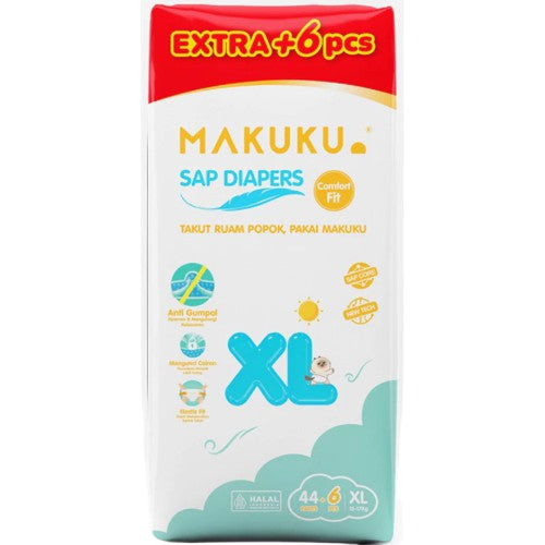 MAKUKU SAP Diapers Comfort Fit Extra Jumbo+6 Pants M/L/XL - Popok Bayi Tipis Extra Dry Anti Gumpal
