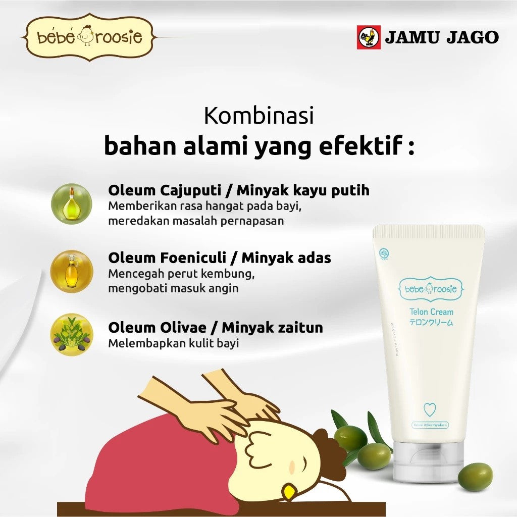 Bebe Roosie Telon Cream 60gr / Telon krim untuk bayi Kemasan Baru