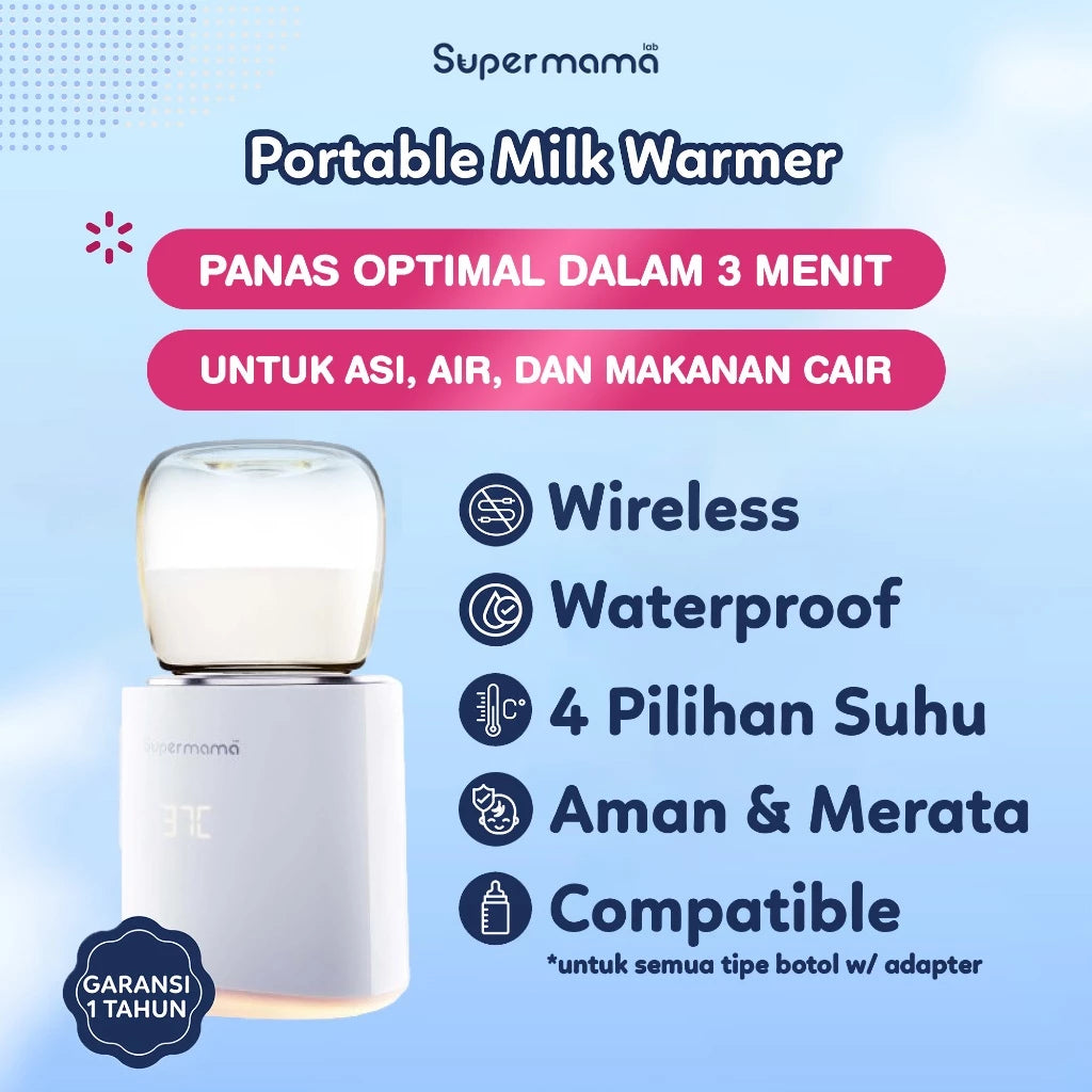 Supermama Lab Portable Milk Warmer - Pemanas/Penghangat Susu ASI Bayi Hangat Merata Dalam 2-3 Menit