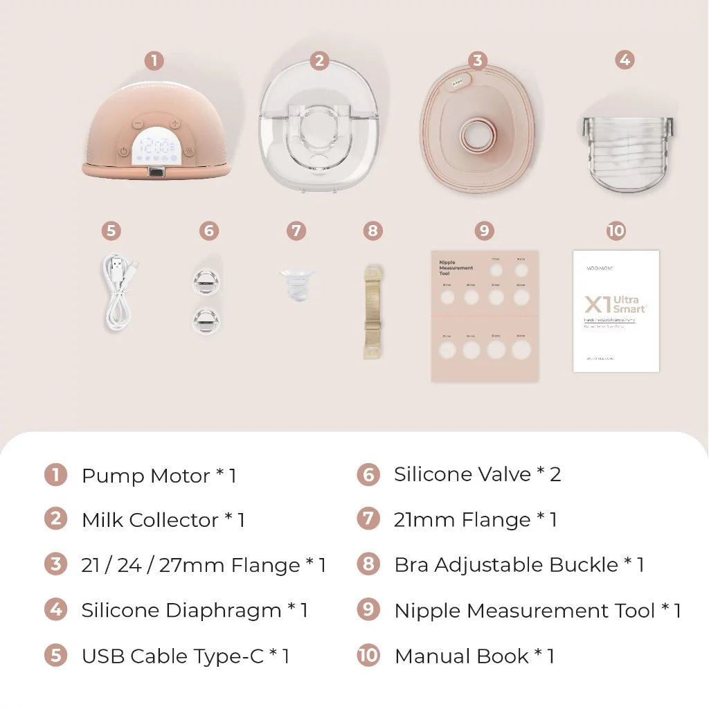 MOOIMOM X1 Pompa Asi Elektrik -Handsfree breast pump tanpa kabel -Pumping asi portable Single/Double