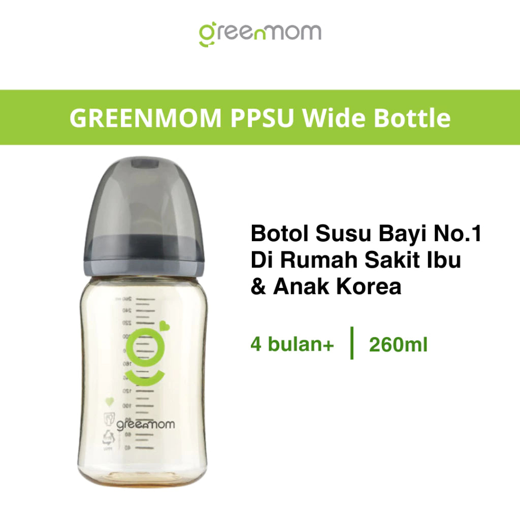 Greenmom PPSU Wide Bottle 260ml - Botol Susu Bayi Anti-kolik - Brand Korea