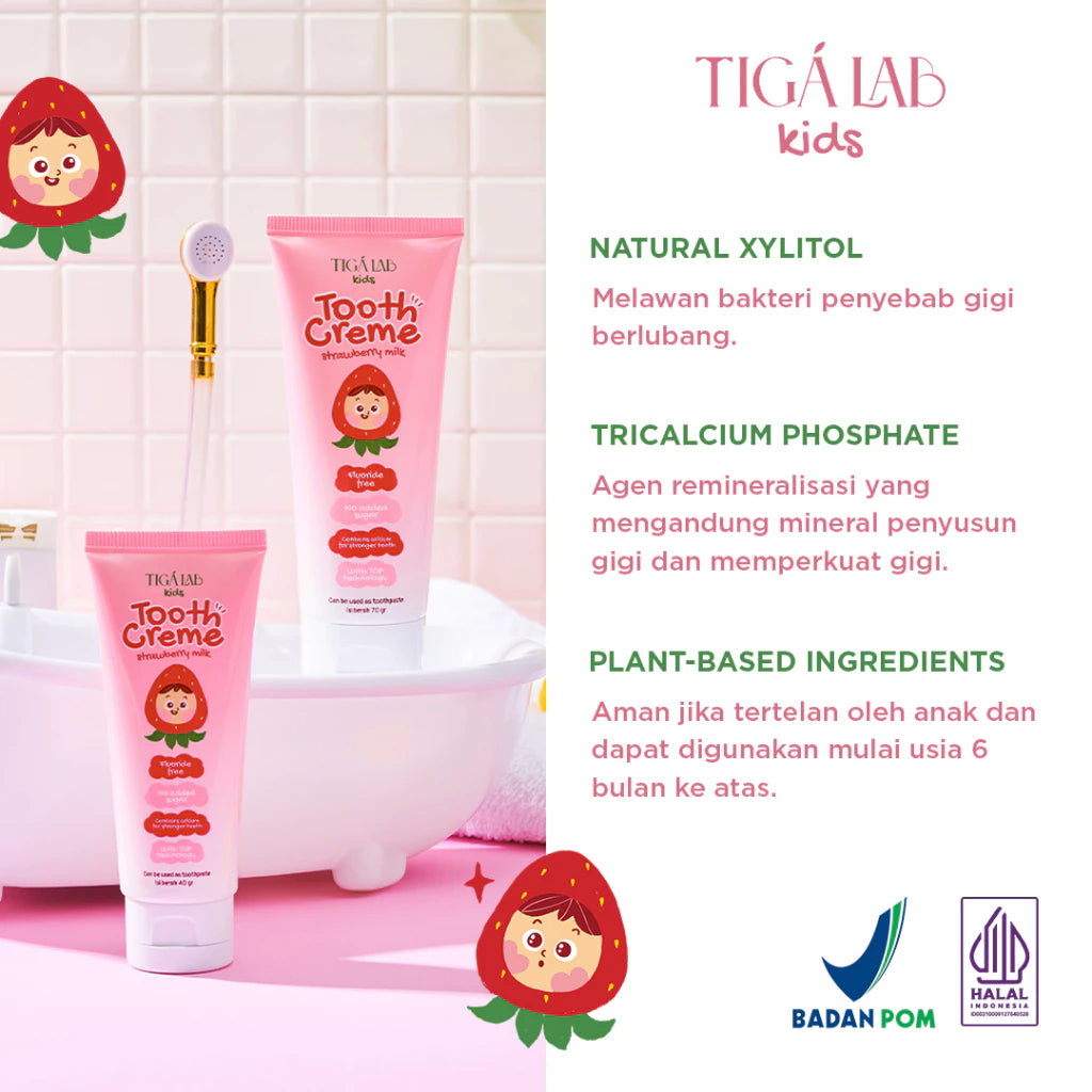TIGALAB Kids Tooth Creme tanpa SLS - Pasta Gigi Anak Cegah Gigi Bolong