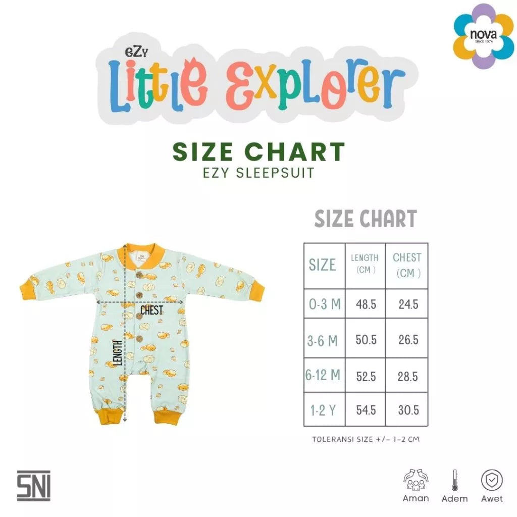 NOVA Ezy Little Explorer Sleepsuit Bayi Dan Anak 0-24 bulan (1 Pcs)