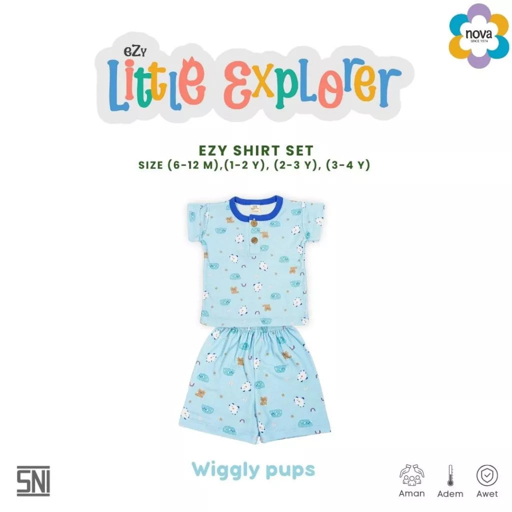 NOVA Ezy Shirt Set Little Explorer - Setelan Anak Oblong Pendek (6 bulan - 4 tahun)