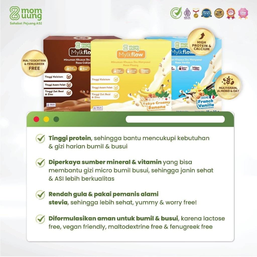 Mom Uung Susu Mylkflow 15 Sachet - Susu Pelancar ASI Halal BPOM