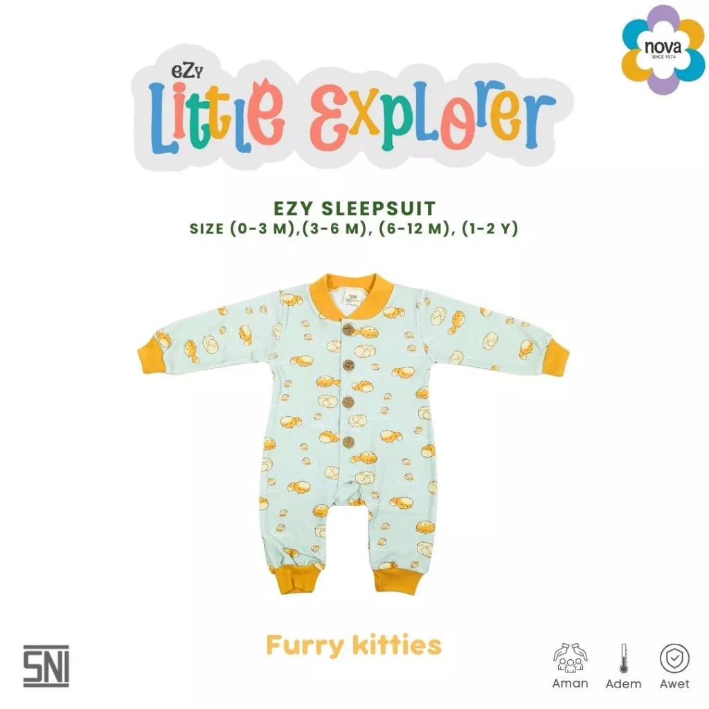 NOVA Ezy Little Explorer Sleepsuit Bayi Dan Anak 0-24 bulan (1 Pcs)