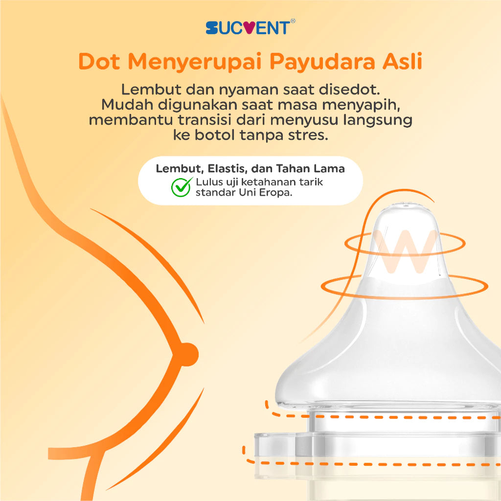 SucVent Non-Bubble & Anti-Choking Bottle Glass 120ml YG5574 / Botol Susu Bayi Anti Kolik & Kembung