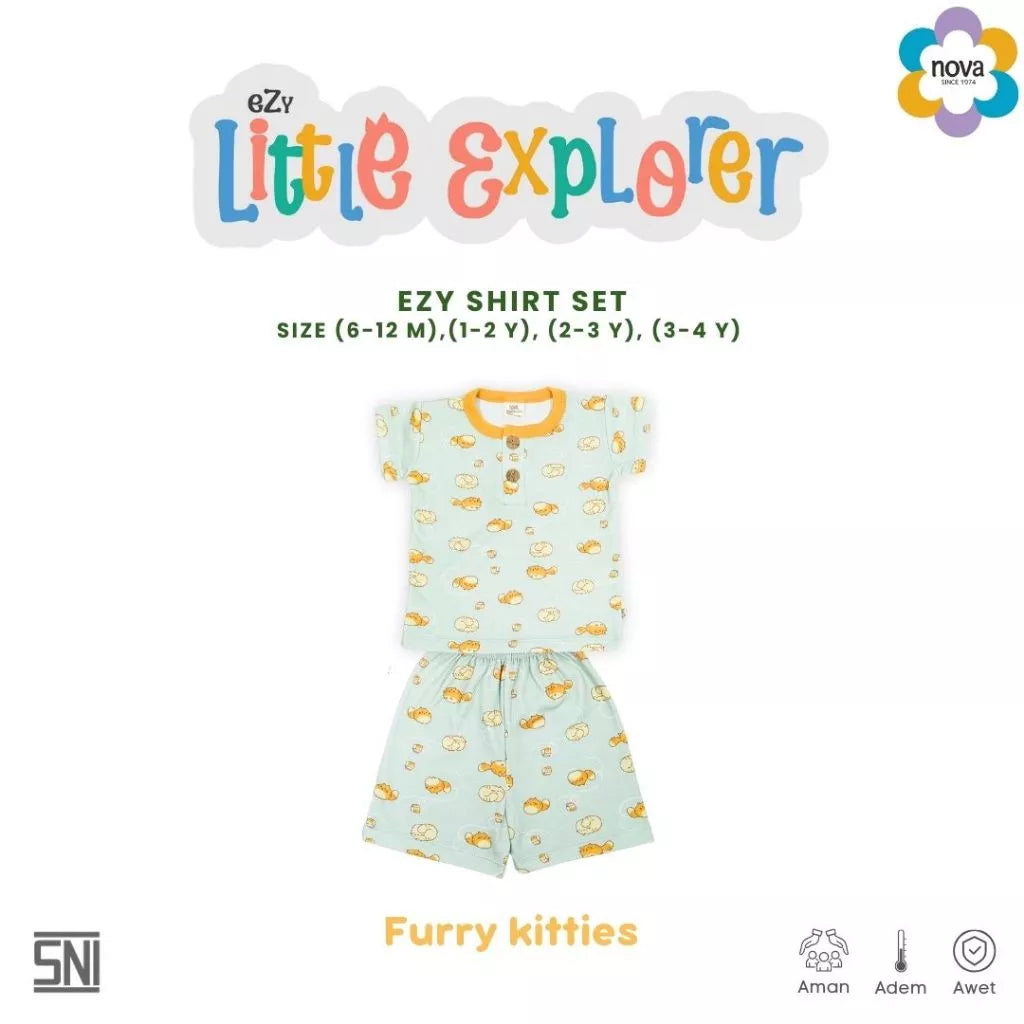 NOVA Ezy Shirt Set Little Explorer - Setelan Anak Oblong Pendek (6 bulan - 4 tahun)