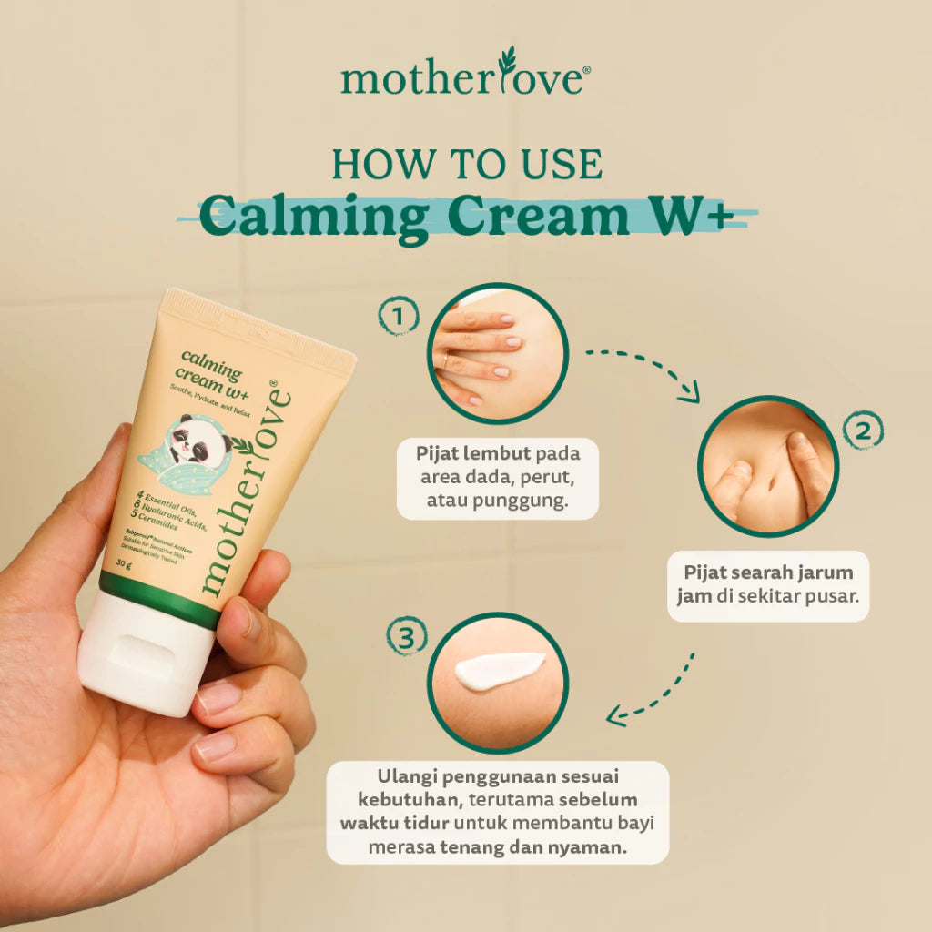 Motherlove Calming Cream W+ 30GR / Krim Kolik / Kembung Bayi - Krim Organik Aman untuk Bayi dan Anak