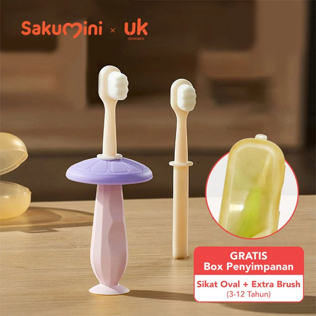 Sakumini Sikat Gigi Anak Lembut Soft Children Training Toothbrush bahan food-grade