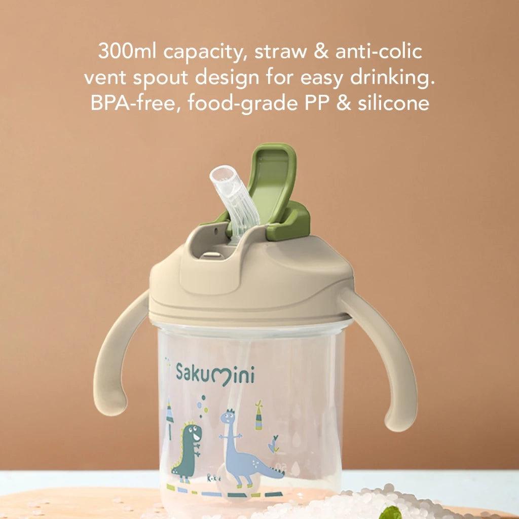 Sakumini 3in1 Gelas Minum Sedotan Anak Training Straw Sippy Cup Anak Bayi 300ml