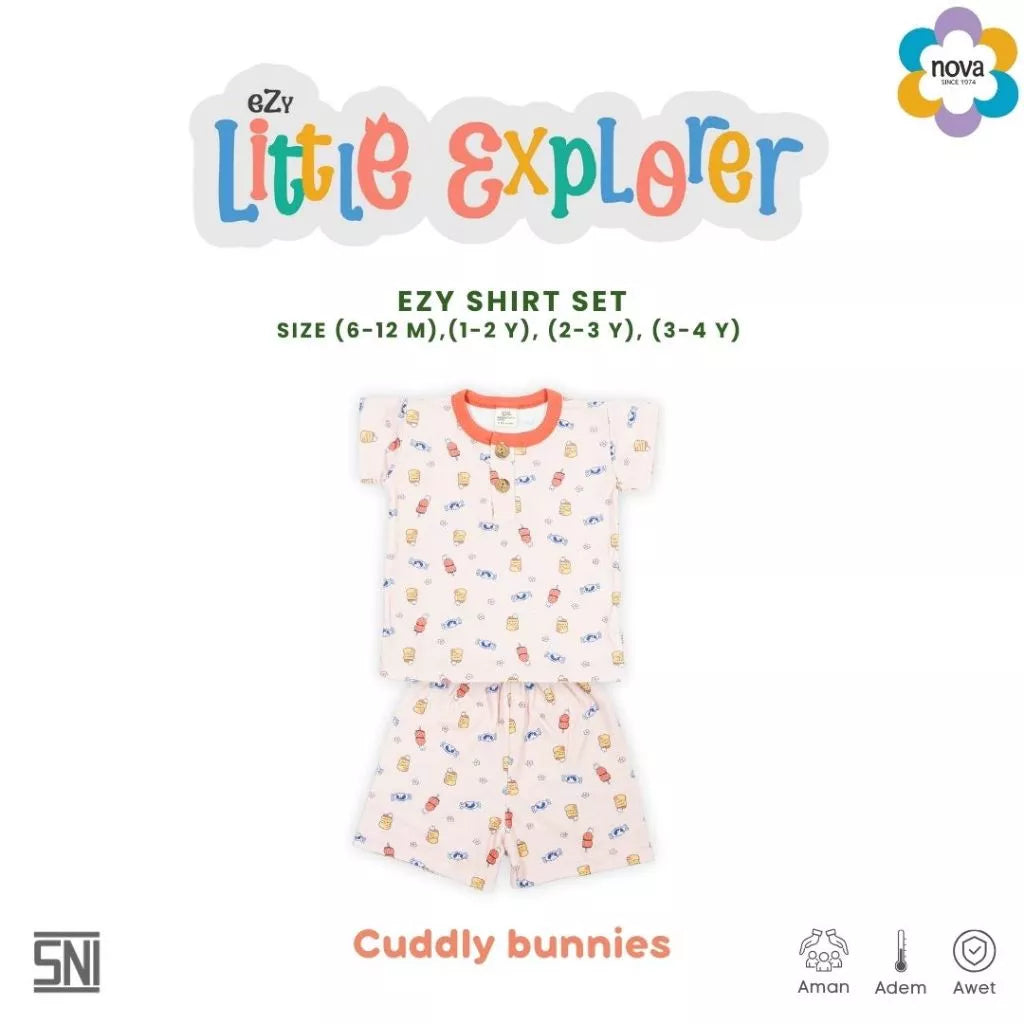 NOVA Ezy Shirt Set Little Explorer - Setelan Anak Oblong Pendek (6 bulan - 4 tahun)