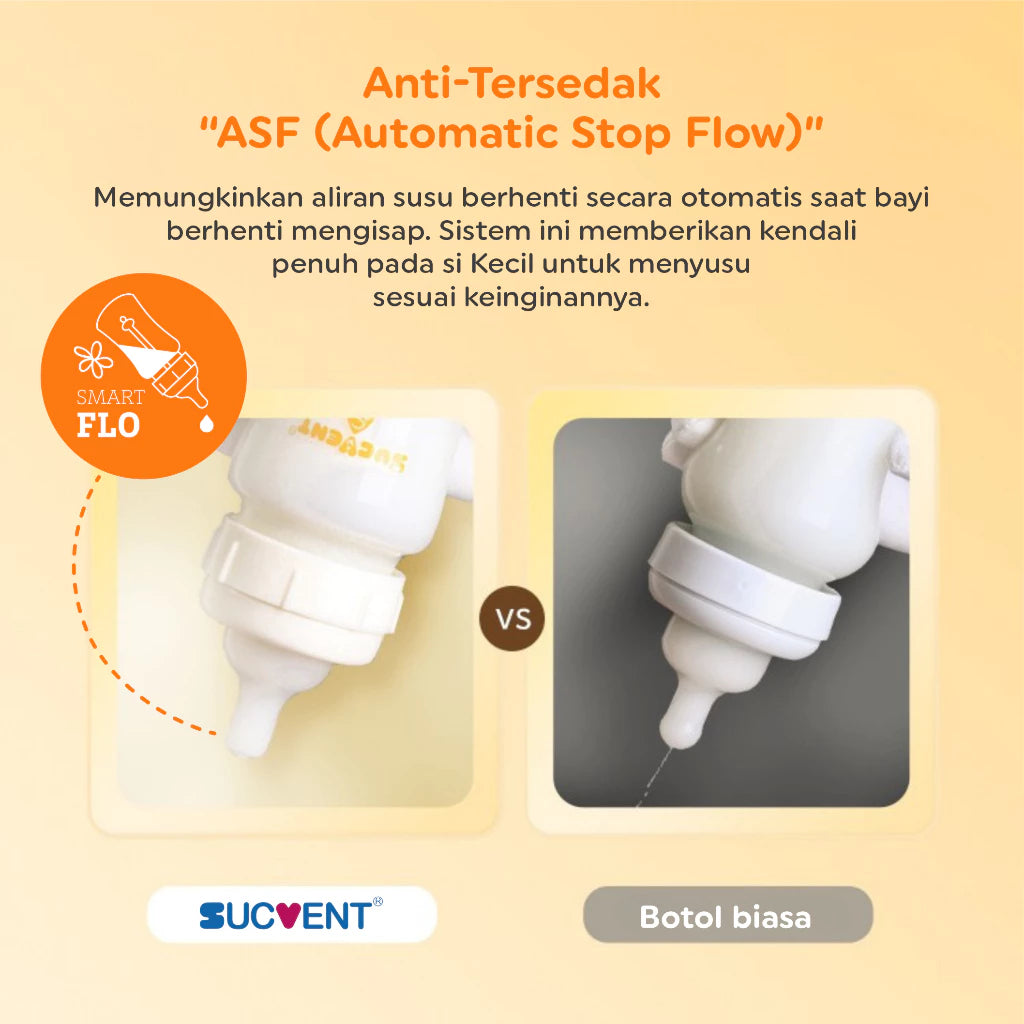 SucVent Non-Bubble & Anti-Choking Bottle Glass 120ml YG5574 / Botol Susu Bayi Anti Kolik & Kembung