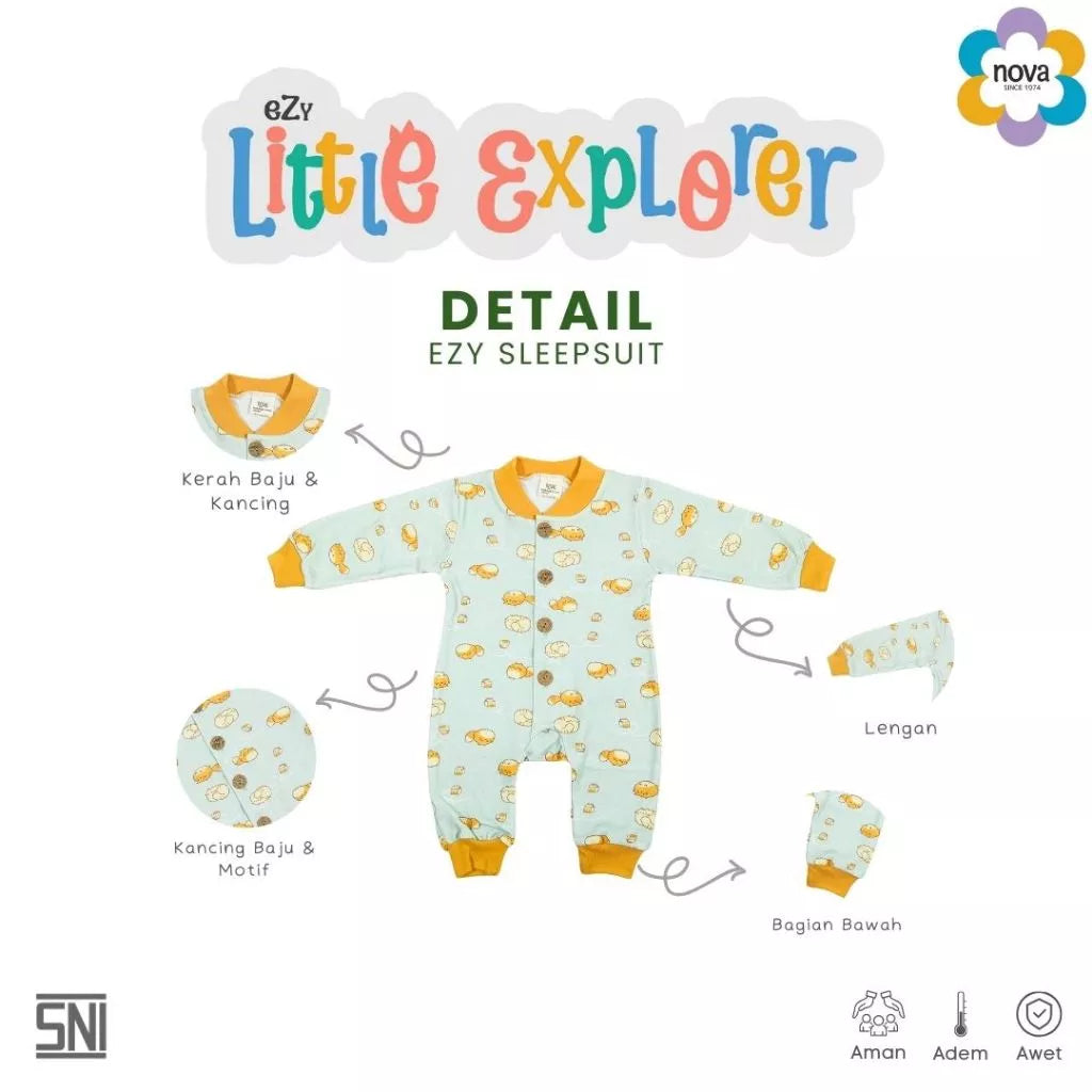 NOVA Ezy Little Explorer Sleepsuit Bayi Dan Anak 0-24 bulan (1 Pcs)