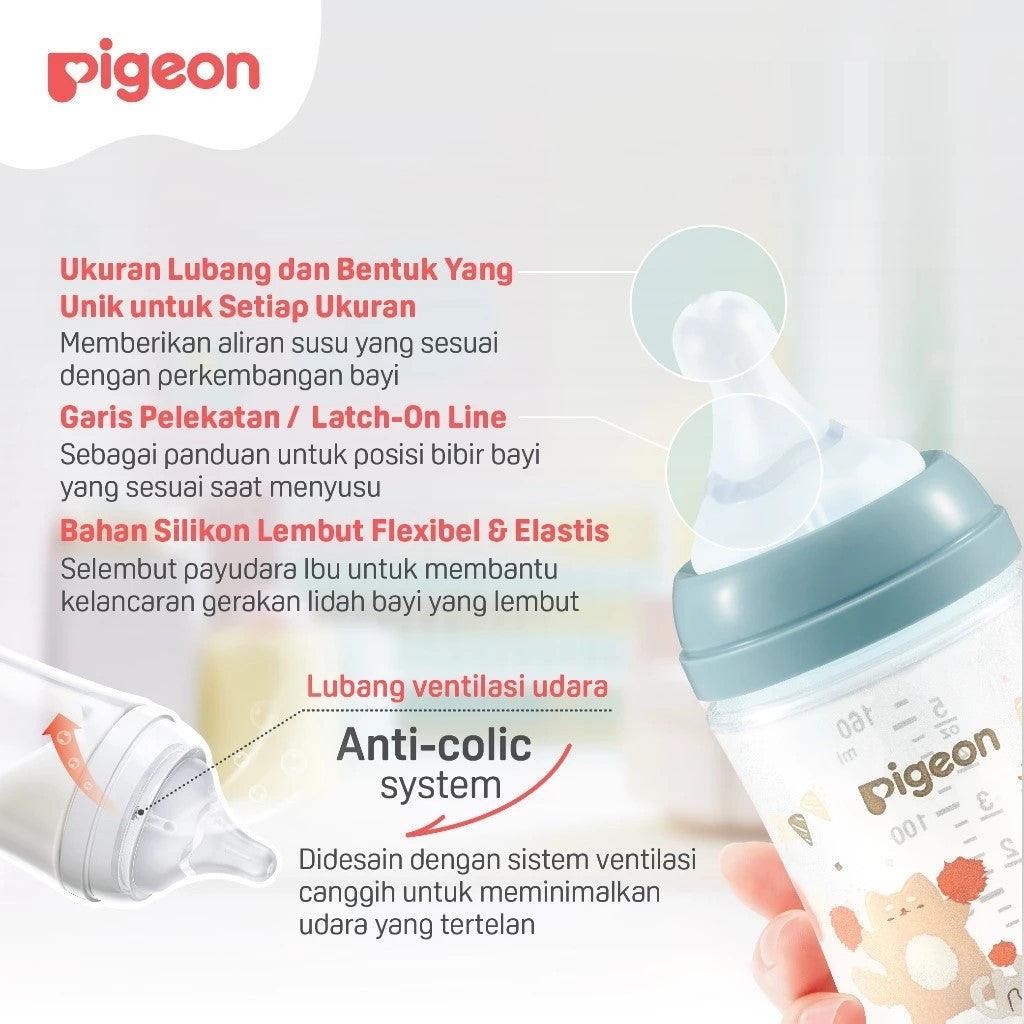 PIGEON SofTouch Nipple Wide Neck Isi 2pcs - Dot Seperti Payudara Ibu - Elastis & Lembut Anti Kolik