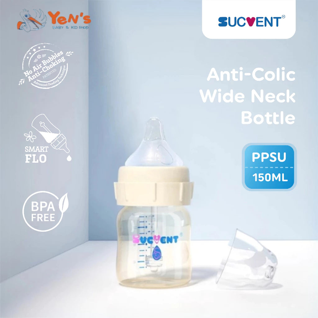 SucVent Non-Bubble & Anti-Choking Bottle PPSU 150ml / 240ml - Botol Susu Bayi Anti Kolik & Kembung
