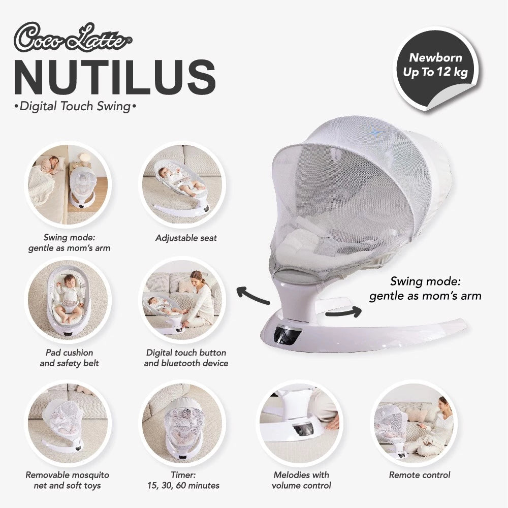 COCOLATTE Nutilus Swing - Digital Touch Swing - Newborn up to 12kg