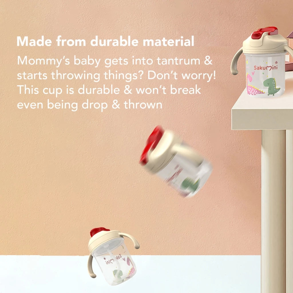 Sakumini 3in1 Gelas Minum Sedotan Anak Training Straw Sippy Cup Anak Bayi 300ml