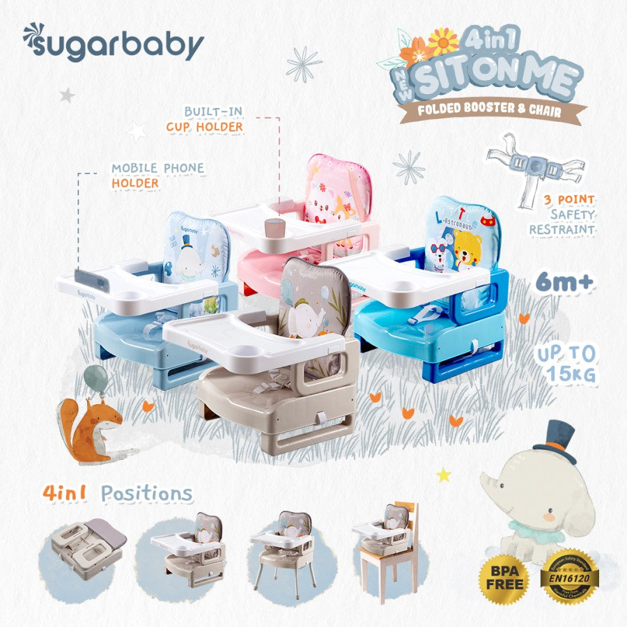 SUGARBABY 4in1 SitOnMe Folded Booster Seat & Chair / Kursi Makan Bayi
