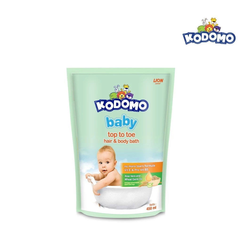 Kodomo baby Top To Toe Hair & body bath Refill 450 ml - Anti Bacterial